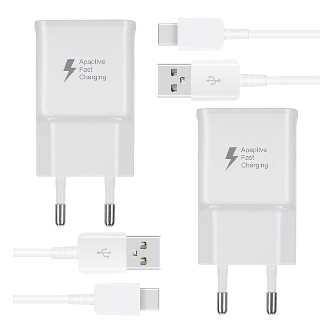Lot de 2 chargeurs rapides et adaptatifs pour Samsung Galaxy S22 S21 S20 S10 S10e S9 S8 A71 A72 A52 A53 5G M40 Note 8/9/10/20 Google Pixel 4/3XL - Kaimenglong