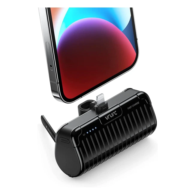 Power Bank VRURC Mini 5000mAh Charge Rapide pour iPhone - Support Intégré - Ultra Compact