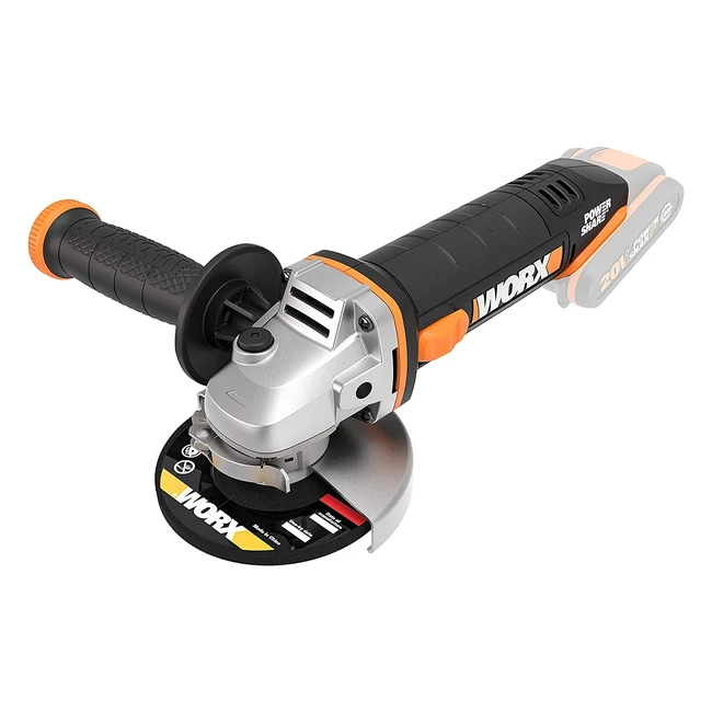 WORX WX8009 20V Cordless Angle Grinder - Tool Only Compact Design Toolless Gua