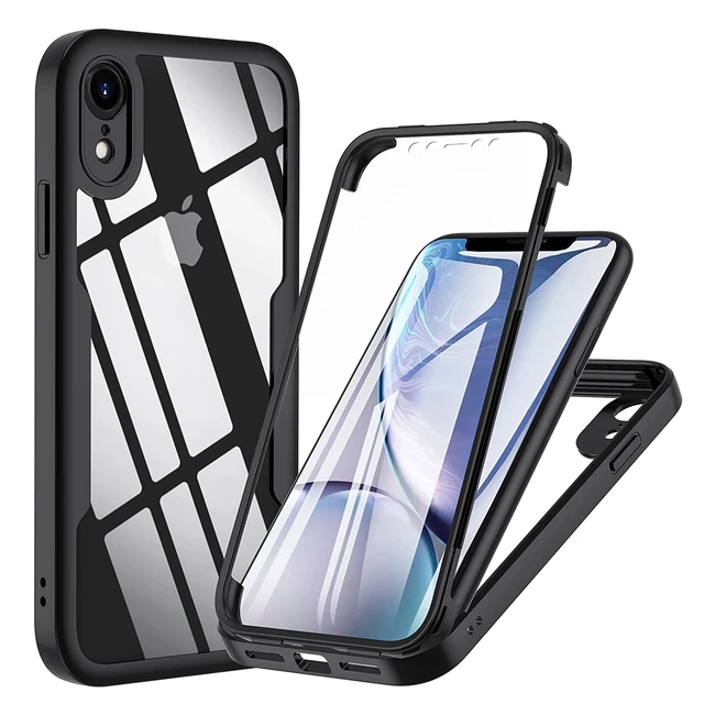 Coque Antichoc Owkey pour iPhone XR - Protection complète 360° avec protecteur d'écran intégré et étui transparent - Noir