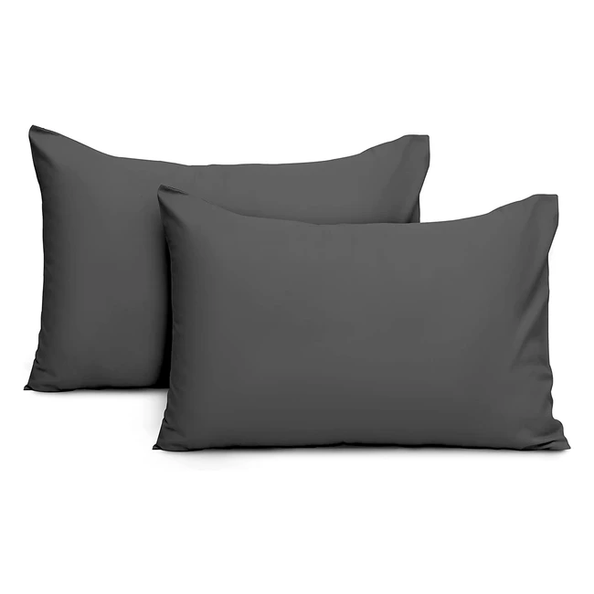 Imperial Rooms Pillow Cases 2 Pack - Brushed Microfiber Covers - Charcoal - Soft & Cozy