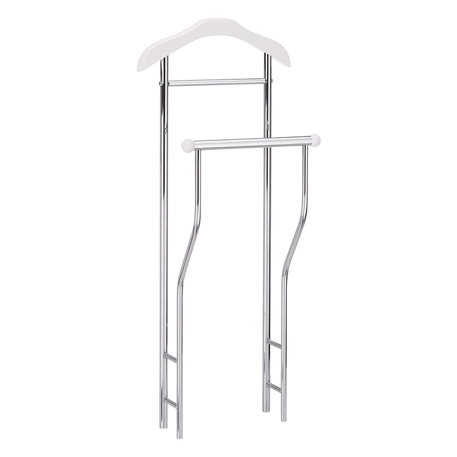 Cassettone Haku in Metallo Cromato Bianco 30x45x110cm - Appendiabiti e Pedana - MDF Laccato Bianco