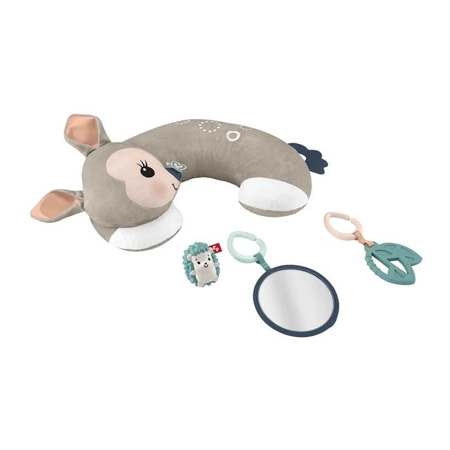 Fisher-Price HJJ16 Fawn Play Cushion mit Spiegel, BPA-freiem Beißring und süßem Igelrassel-Baby-Spielzeug für Neugeborene ab Geburt