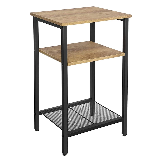 Table d'appoint Vasagle avec 3 étagères en acier robuste - Salon, chambre à coucher - Assemblage facile - Marron miel et noir LET201B05