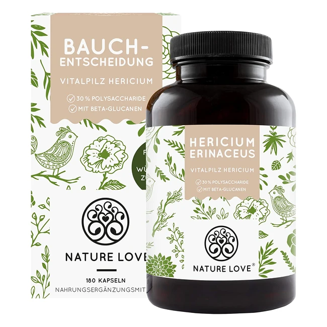 Vitalpilz Hericium Erinaceus - 180 Kapseln, 1500mg pro Tagesdosis, vegan, laborgeprüft