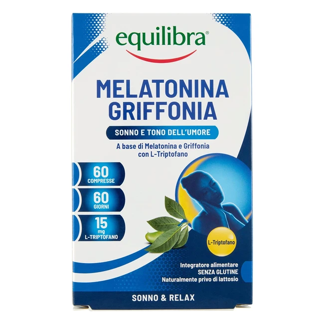 Equilibra Melatonina Griffonia - Integratore per Addormentarsi Facilmente - 60 Compresse