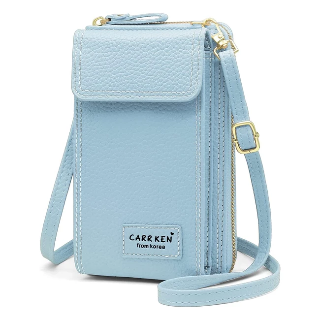 Sac à main bandoulière pour téléphone portable en cuir pour femmes - bleu1