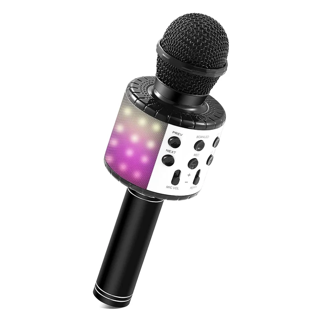 Micrófono Karaoke Bluetooth Inalámbrico para Niños - Regalo para Niñas de 3 a 10 años - Portátil con Altavoz y Luces LED