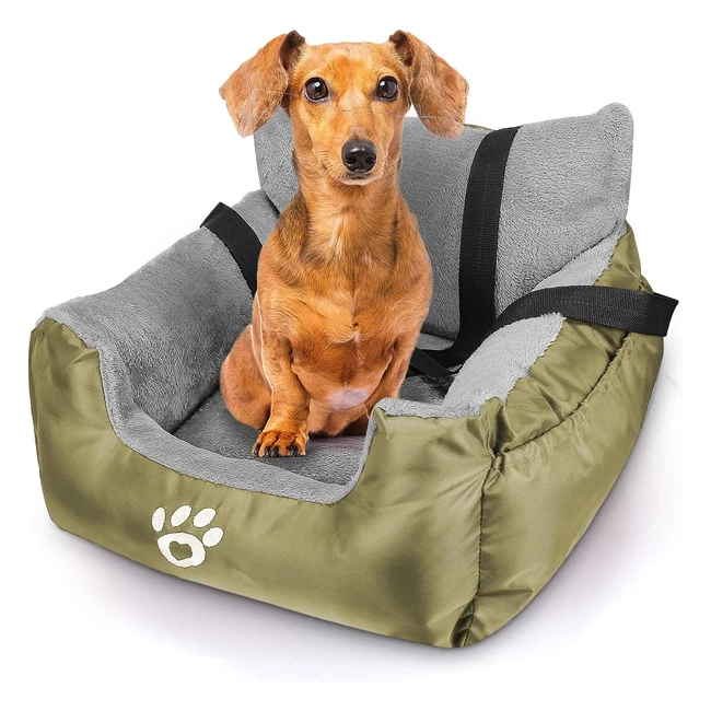 Pet Booster Seat for Small Dogs & Cats - Waterproof & Plush - Clip-On Safety Leash - Light Green