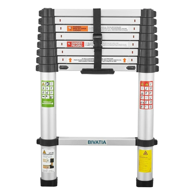 Bivatia Telescopic Ladder 26m Aluminum - 85ft Extendable Foldable Portable EN131