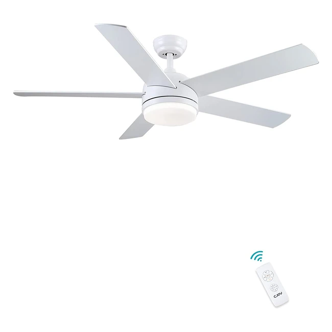 Ventilateur de plafond avec lampe et télécommande - 132cm - 5 pales LED - Silencieux