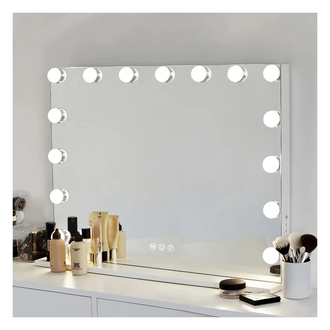 Hansong Hollywood Vanity Mirror with 15 LED Bulbs - 3 Color Modes & USB Charging Port