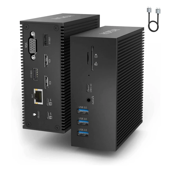 Docking Station USB-C Dual Monitor für MacBook Pro/Air, Hopday 16-in-2 Triple Display USB-C Dock mit 2x 4K HDMI, VGA, USB-C 3.0, 5x USB-A, Ethernet, SD/TF, 100W PD für MacBook Pro/Air Type-C Laptop