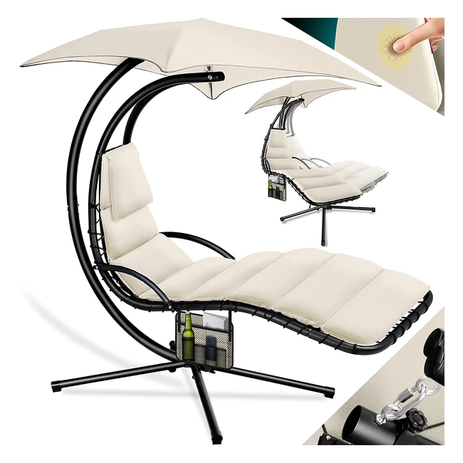 Kesser Schwebeliege mit Sonnenschirm und Nackenkissen - Entspannung pur! (Beige)