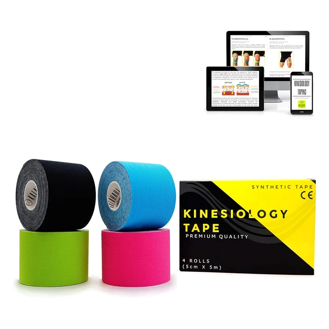 Kalahari - Nastro Kinesiologico Professionale 5cm x 5m - Impermeabile ad Acqua e Sudore - Applicazioni in Italiano