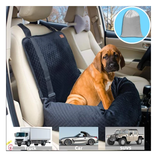 Zeexipdr Dog Car Seat for Small Medium Large Dogs/Cats/Puppies - Nonslip Bottom, Washable Cover, Solid Black