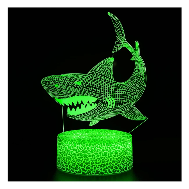 Luz Nocturna 3D Tiburón - Lámpara Ilusión Óptica LED con Control Remoto y 16 Colores Cambiantes