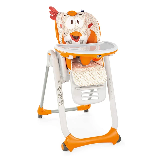 Trona y hamaca Chicco Polly2Start para bebés 0-3 años | Ajustable y compacta con ruedas | Naranja Fancy Chicken