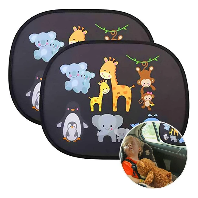 Uraqt Car Sun Shade for Baby Kids - 2 Pack Children's Window Shades with UV Sun Protection & Storage Bag - Fits Most Vehicles