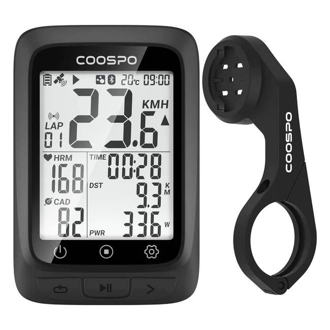 Ordinateur Vélo GPS Coospo BC107 sans fil Bluetooth 5.0 ANT+ Compteur Vitesse Vélo Odomètre Écran LCD Rétroéclairé 24 pouces