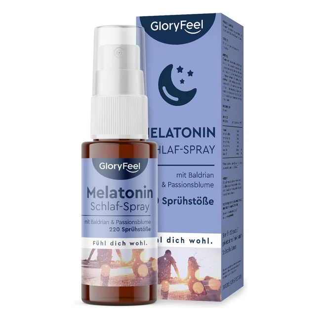 Melatonin Spray mit Valerian Lavendel Balsamextrakt, Vitamin B6 & B1, 0,5mg Melatonin Hochdosiert, 220 Sprays, 100% Vegan, Laborgeprüft, Made in Germany