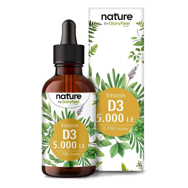 Vitamin D3 Tropfen 5000 I.E. - 1700 Tropfen - Hochdosiert & Stabil - Lanolin & MCT Öl - Made in Germany