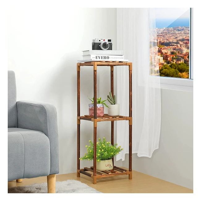 Piedistallo per Piante in Legno con 3 Ripiani | Multifunzionale per Interni ed Esterni | Viewall