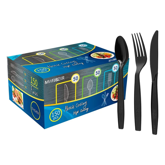 150 couverts réutilisables en plastique, sans BPA, testé pour la sécurité alimentaire LFGB, pour les vacances, réunions de famille, camping sauvage