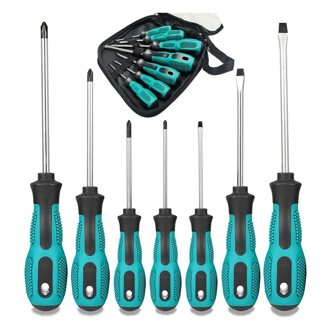 7pcs Heavy Duty Screwdriver Set - Chrome Vanadium Steel, Magnetic Tips, Ergonomic Design