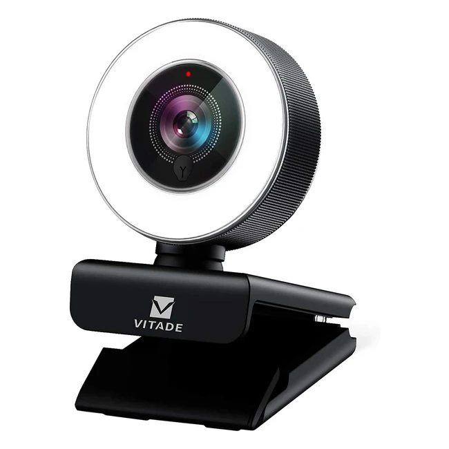 Vitade FHD 1080P Webcam with Ring Light & Mic for Streaming, Gaming, Conferencing - USB Camera for Zoom, Skype, YouTube, Teams, Twitch - Desktop/Laptop Compatible