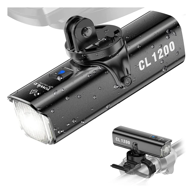 Phare de vlo tanche 1200 lumens rechargeable 4000mAh - Towild CL1200