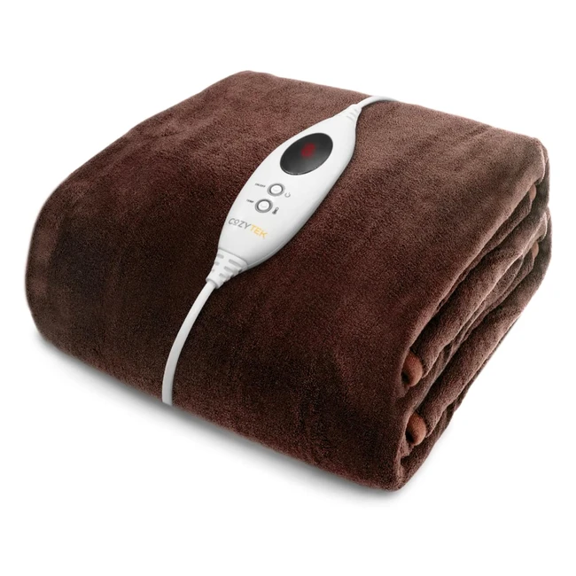 Cozytek Luxurious Electric Heated Throw Blanket - 9 Heat Settings & Timer - Soft Fleece - 180cmx130cm