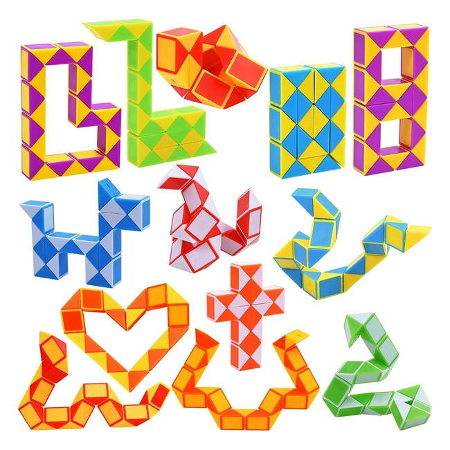 Goldge 13 Pack Magic Snake Cube Mini Speed Cubes - Twist Puzzle Toys for Kids Party Favors