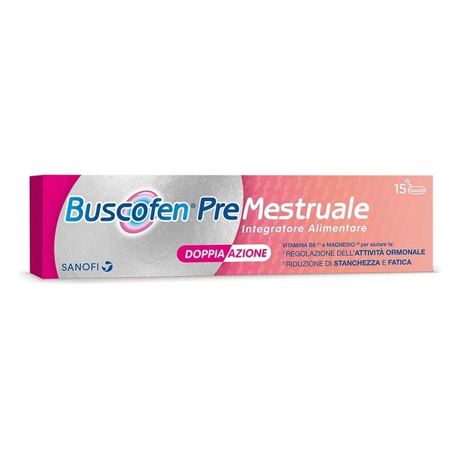 Buscofen Premestruale - Integratore Alimentare con Magnesio, Vitamina B6, Vitamina E e Calcio per aiutare le donne nei giorni prima del ciclo - 15 Compresse Effervescenti