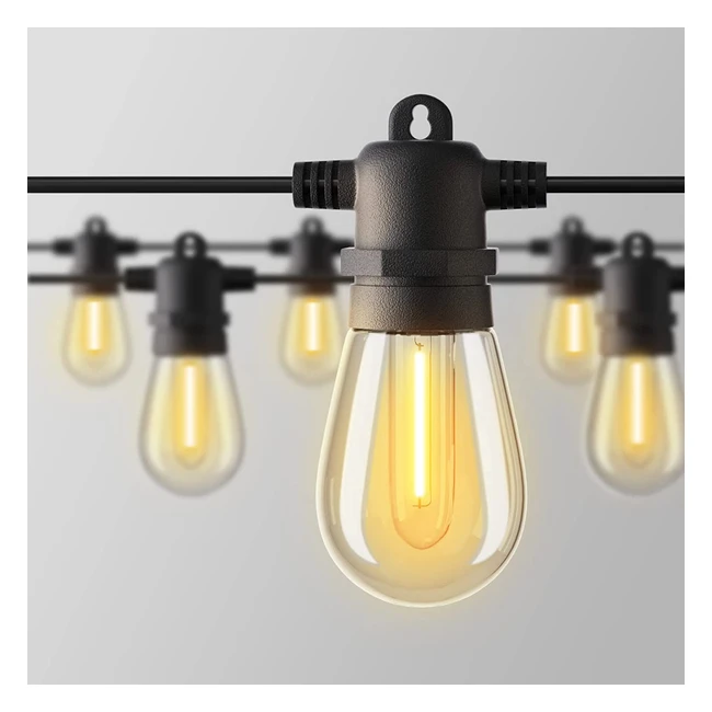 Cadena de luces LED Yuusei de 48 pies con 15 bombillas de repuesto para patios 