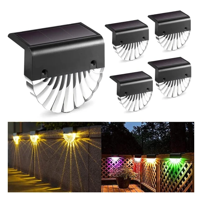 Musunia Solar Fence Lights - Outdoor Waterproof Deck Lights 4 Pack - Warm Whit