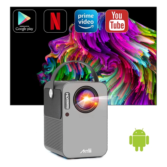 Proyector Artlii Play Android TV 90 - Portátil, WiFi, Bluetooth, Corrección Keystone 4D y Zoom