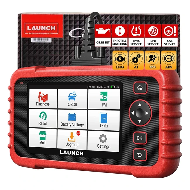 Launch CRP129X OBD2 Scanner - 8 Reset Services, Touch Screen, Lifetime Free Updates