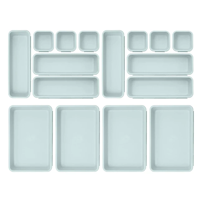 Organizer Famhap in plastica verde, 16 pezzi - ideale per scrivania, cucina, bagno e armadio