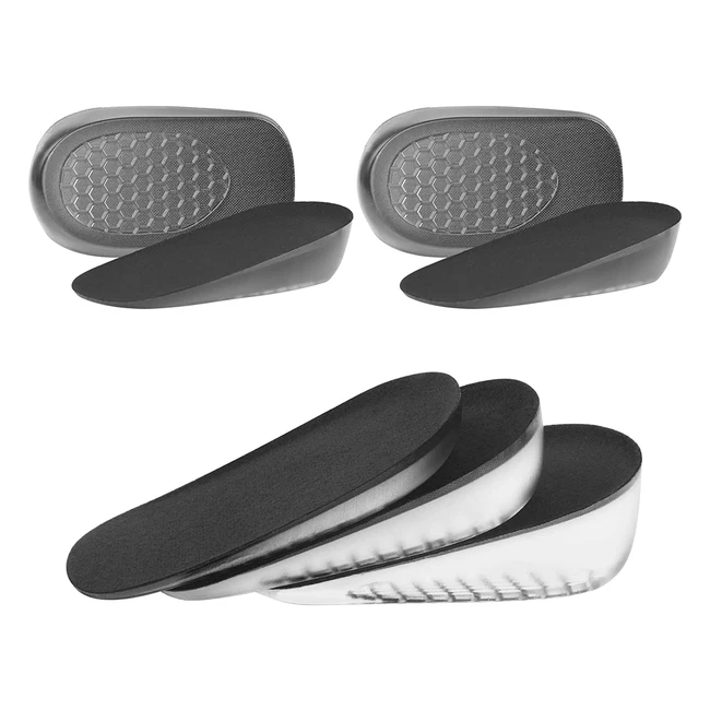 Uraqt Gel Height Increase Insole - 2 Pairs - Invisible Heel Lift Inserts - Shock Absorption - Elevator Shoe Insoles for Men and Women - 35cm