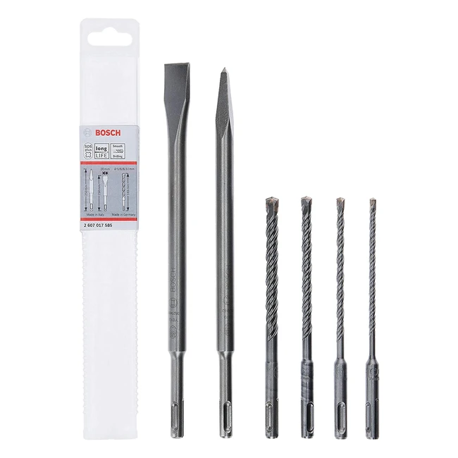 Bosch Professional SDS Plus5 Hammer Drill Bit and Chisel Set - 6 Piece for Concr