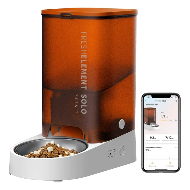 Petkit WiFi Automatic Cat Feeder - Portion Control, Anticlog, Low Food Alarm, Fresh Element Solo 3L