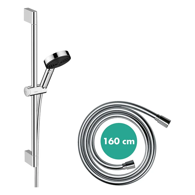 Hansgrohe Pulsify Select S Shower Set - Water Saving Shower Head with Hose and Bracket - Relaxing 3 Jet Types - Chrome