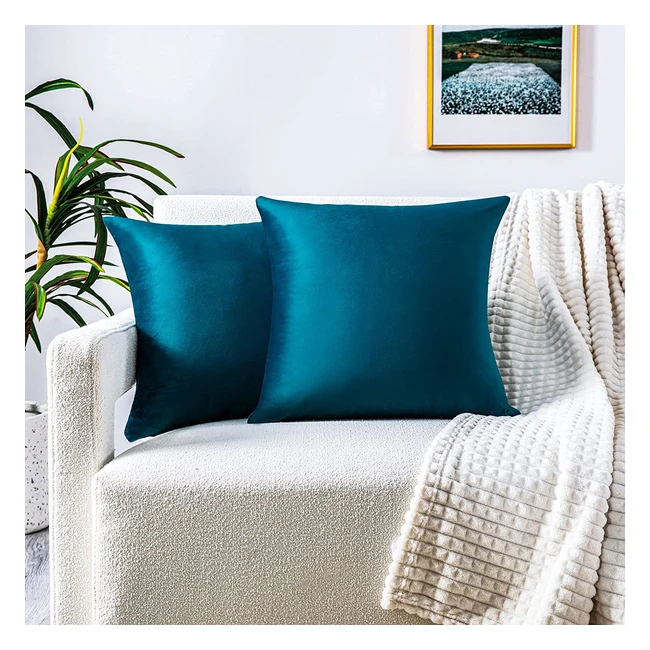 Set 2 Copricuscini Divano Farfallarossa in Velluto Verde/Blu 40x40cm