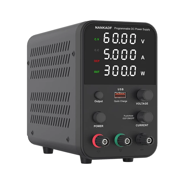 Mini DC Power Supply - High Precision 4-Digit Display - USB Fast Charging - Adjustable 0-60V 0-5A - Lab Bench Power Supply