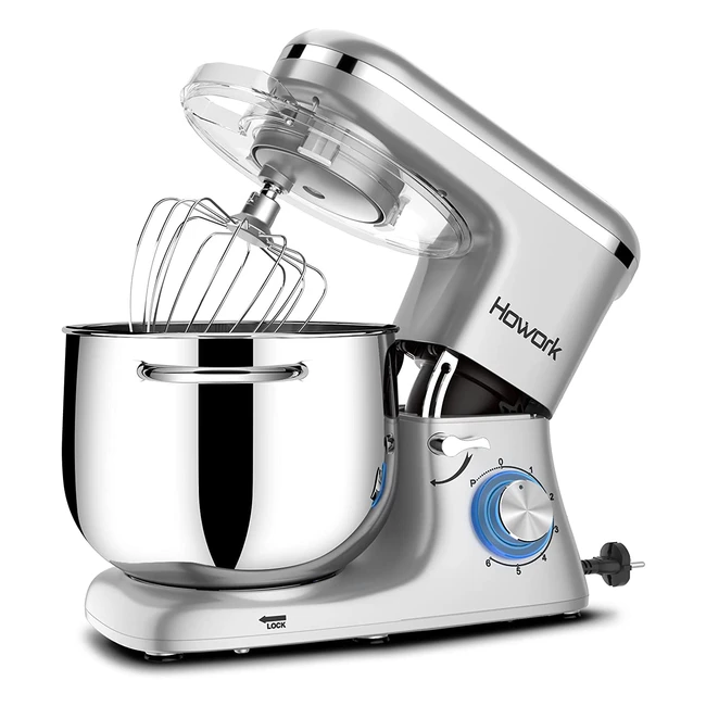 Impastatrice Planetaria Howork 1500W 8L - Robot da Cucina con Accessori in Acciaio Inox e Coperchio Paraschizzi - Garanzia 5 Anni