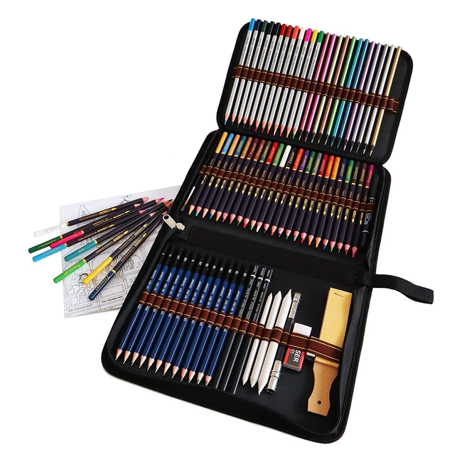 Kit de dessin professionnel Zeybe 72 pices avec crayons aquarelle couleurs et