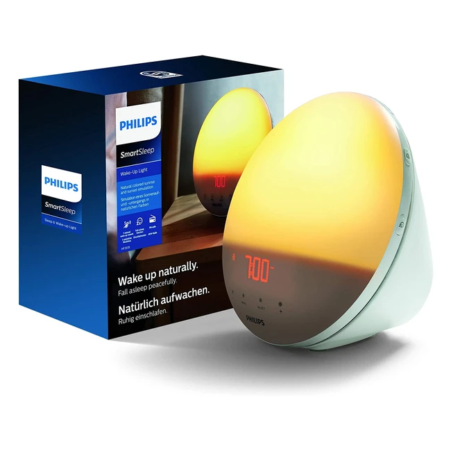 Philips HF351901 Wake-Up Light mit Sonnenaufgangsfunktion Digital FM Radio Ta