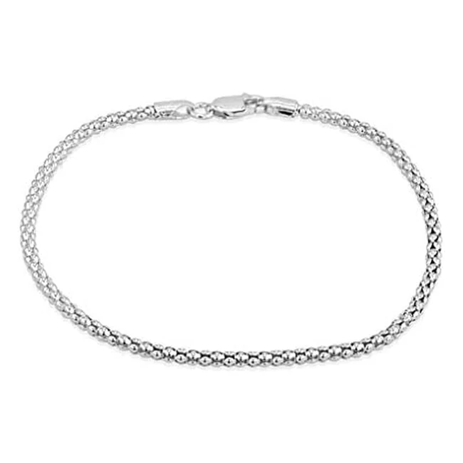 Tuscany Silver Womens Sterling Silver Popcorn Chain Bracelet - Hypoallergenic 