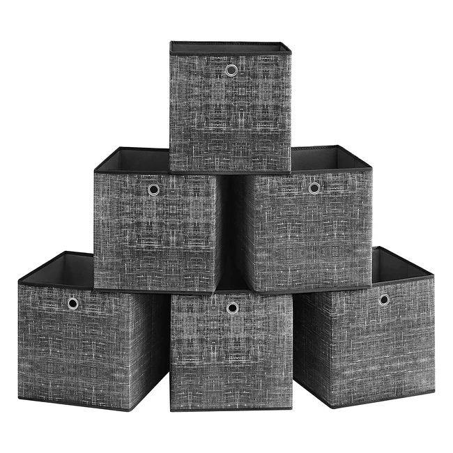 Juego de 6 cajas de almacenamiento Songmics con asa, 33x33x33cm, negro RFB033B01